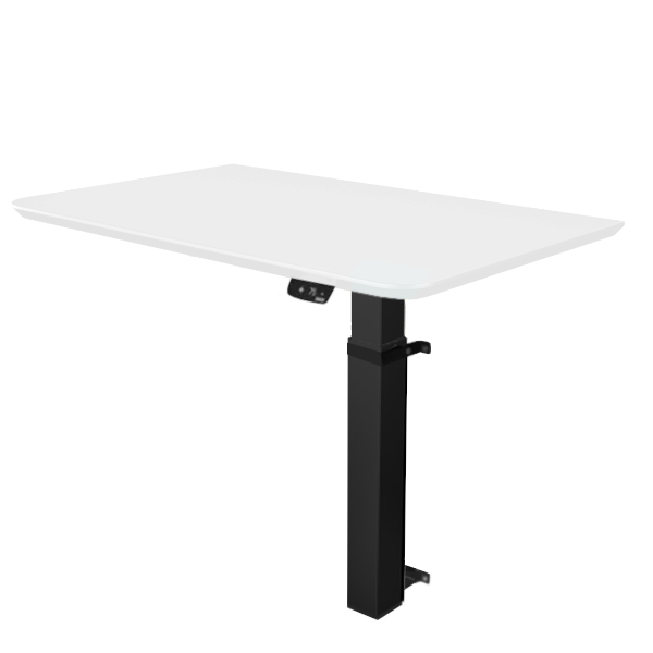 Delta væghængt hæve sænke bord hvid bordplade sort stel
