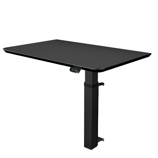 Delta væghængte hæve sænke bord med sort bordplade og sort stel