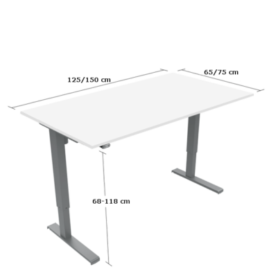 Basic hæve-sænkebord med bordplade i hvid laminat