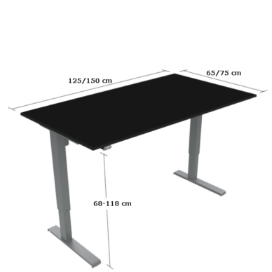 Basic hæve-sænkebord med bordplade i sort laminat